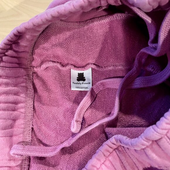 Teddy Fresh Unisex Purple-Pink Sweat Shorts with Paisley Embroidery size XS - Picture 7 of 8